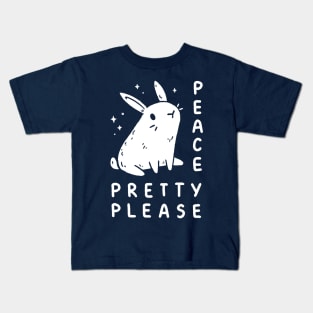 cute bunny rabbit saying peace pretty please Kids T-Shirt